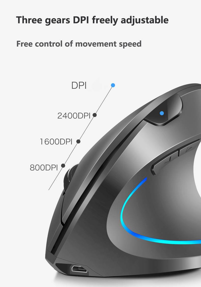 Kabellose 2,4G-Vertikalmaus, verhindert Maushandunterstützung, ergonomische DPI kann eingestellt werden_voghion.com