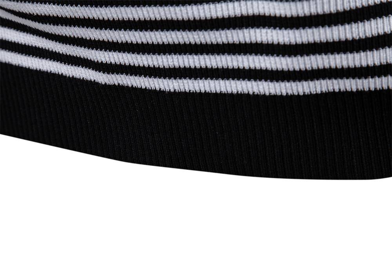 Polo da uomo estivo a maniche corte in maglia con colletto a gabbiano a righe, in lana intrecciata, alla moda, casual, tendenza, top da uomo_voghion.com