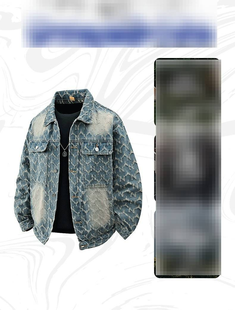 Herbst Neue Jeansjacke Herren Loose Casual Trendy Dickes Oberteil Vielseitige bequeme Außenhandels-Jacquardjacke_voghion.com