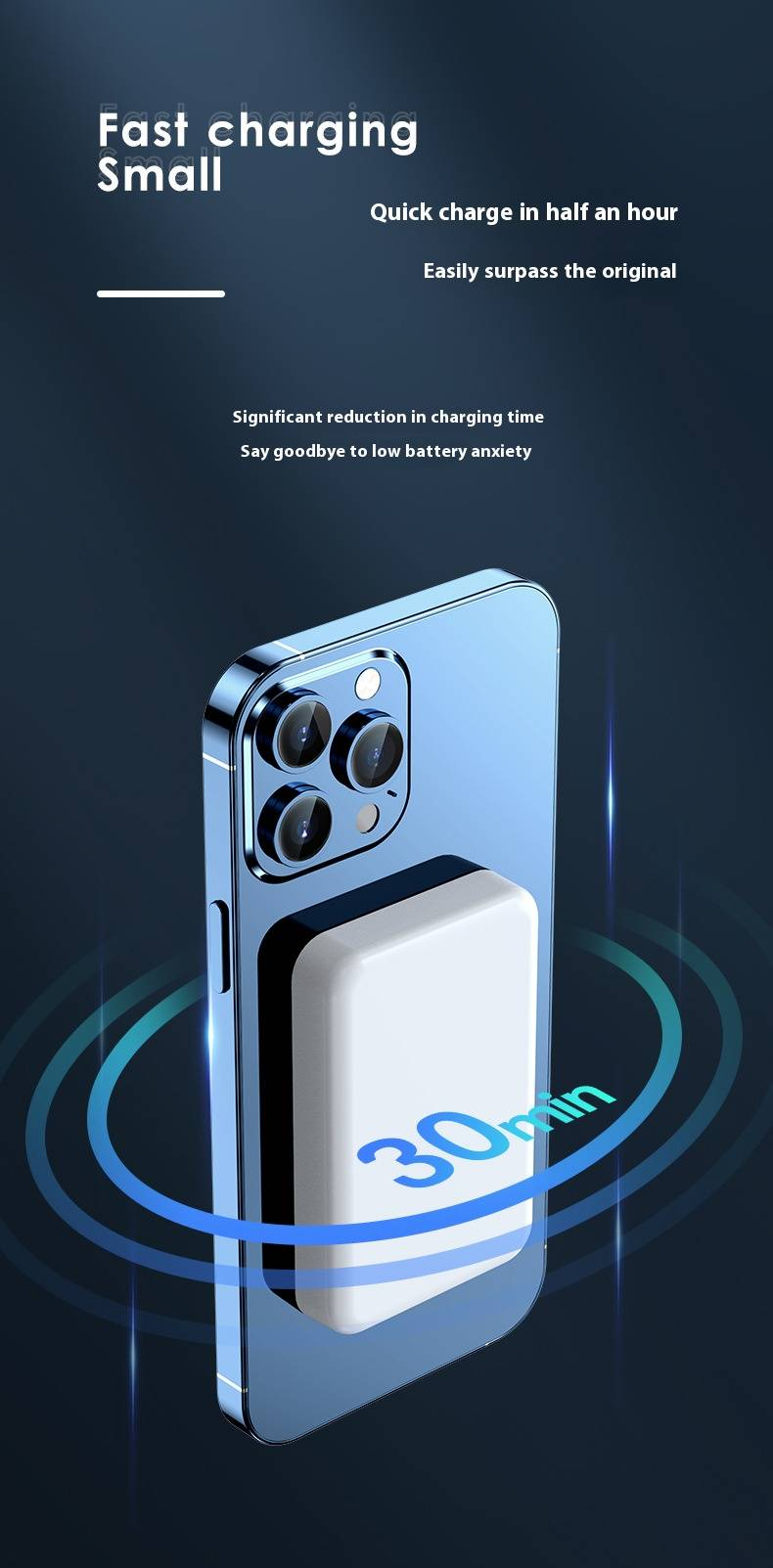 Magnetische draadloze powerbank 10000mAh PD snel opladen draagbare batterij voor iPhone en Android - Slank en lichtgewicht_voghion.com