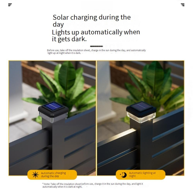 Luci solari da esterno a LED impermeabili per recinzione da giardino, per decorare patio e cortile, nere con copertura trasparente_voghion.com