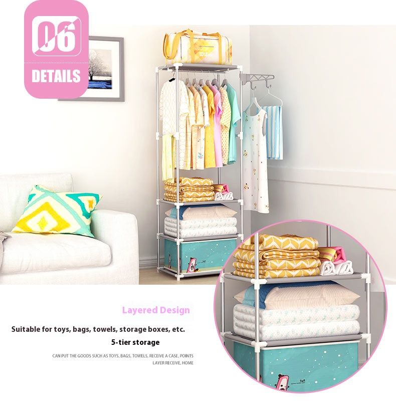 Verstellbare multifunktionale Garderobe – Robuster, freistehender Kleiderständer mit breiter Basis und 6 Haken, modernes Design für Schlafzimmer/Eingangsbereich_voghion.com