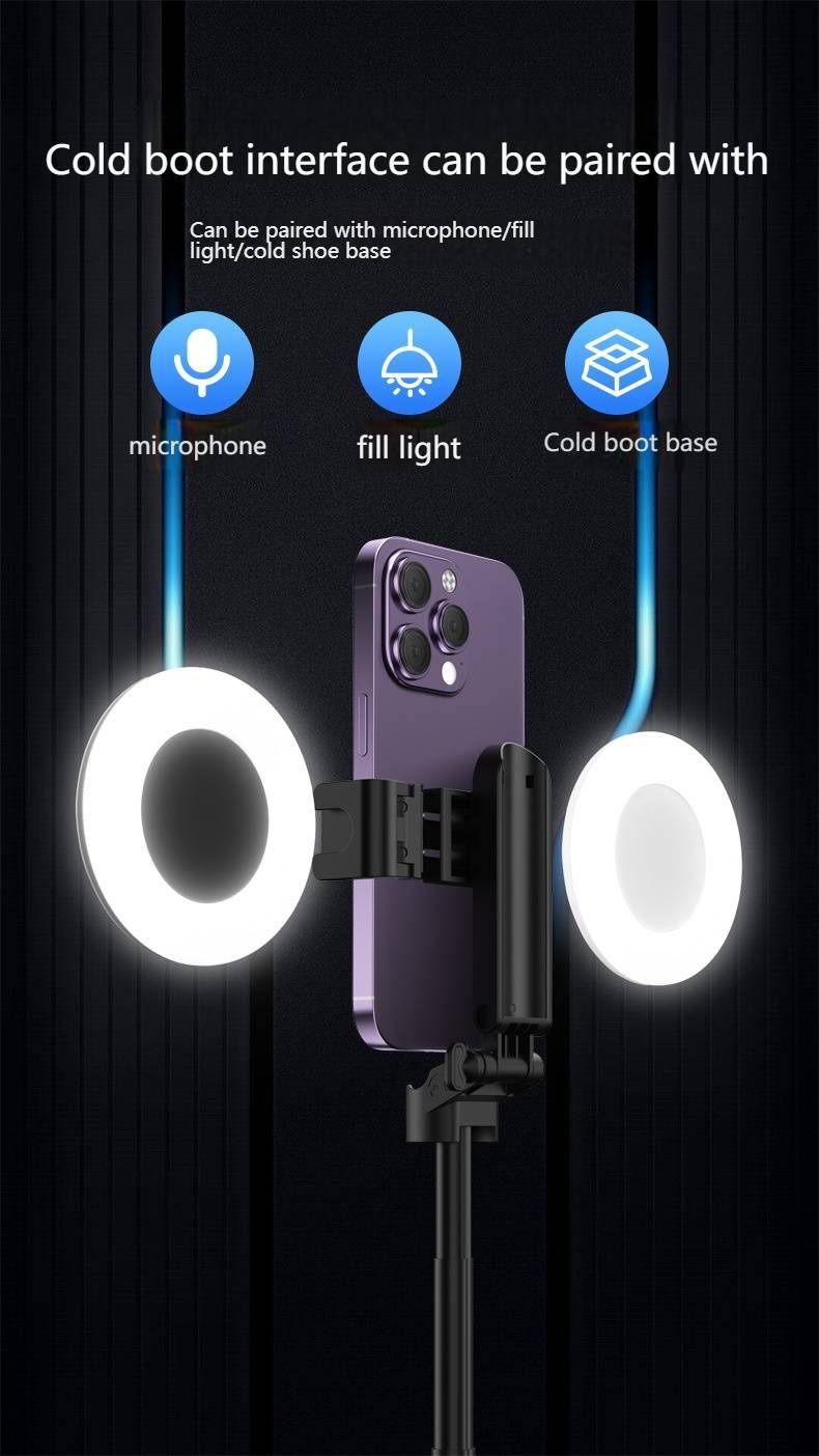 Ultra-Portable Selfie Stick Tripod With Bluetooth Remote, 360° Rotation & Dual Fill Lights – Fits In Pocket For Travel, Vlogging_voghion.com