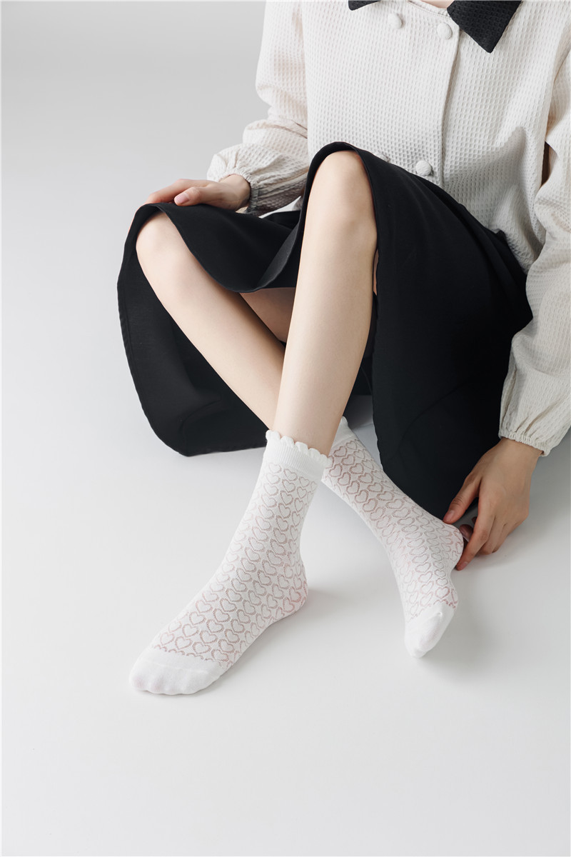 5pcs JK socks for women in spring and summer with small leather shoes cute Japanese Lolita lace princess socks_voghion.com