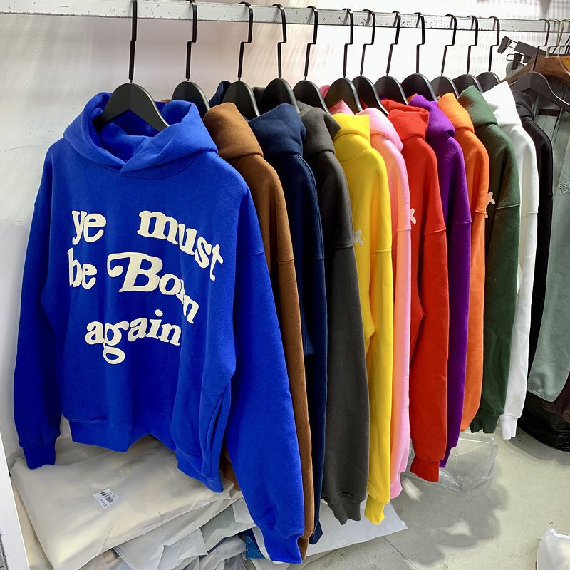 CPFM Rebirth KANYE Same Style Ye Must Be Born Again Foam Print Letter Fleece-Lined Hoodie_voghion.com