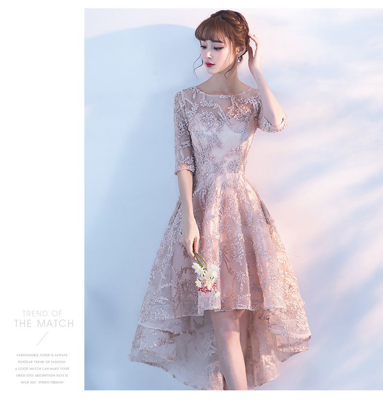 Elegant Princess Lace Dress - A-Line Formal Evening Gown With Long Sleeves, High Waist, Corset Back For Banquet, Wedding Guest, Party ( S-XXXL)_voghion.com