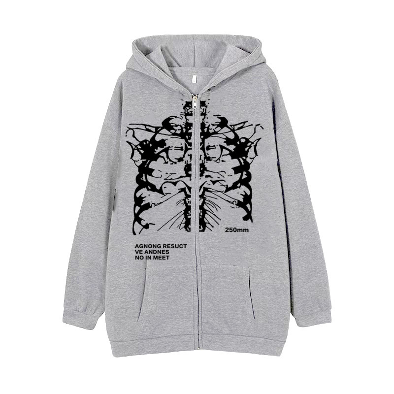 Felpa con cerniera da uomo, con cappuccio e scheletro, felpa alla moda per strada_voghion.com