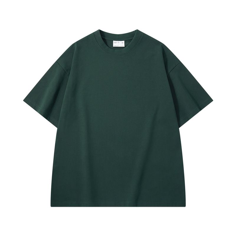 Suéter de algodón puro de 300 g con parte inferior de color sólido y camiseta de manga corta holgada de gran tamaño hasta los hombros de alta calidad para_voghion.com