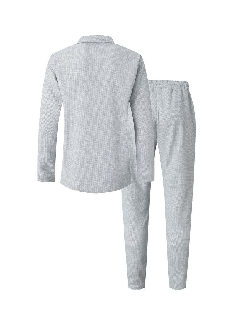 Men's Clothing Waffle-Knit Blazer & Pants Set – Premium Textured Suit For Men (Khaki/Black/Navy, S-XXXL)_voghion.com
