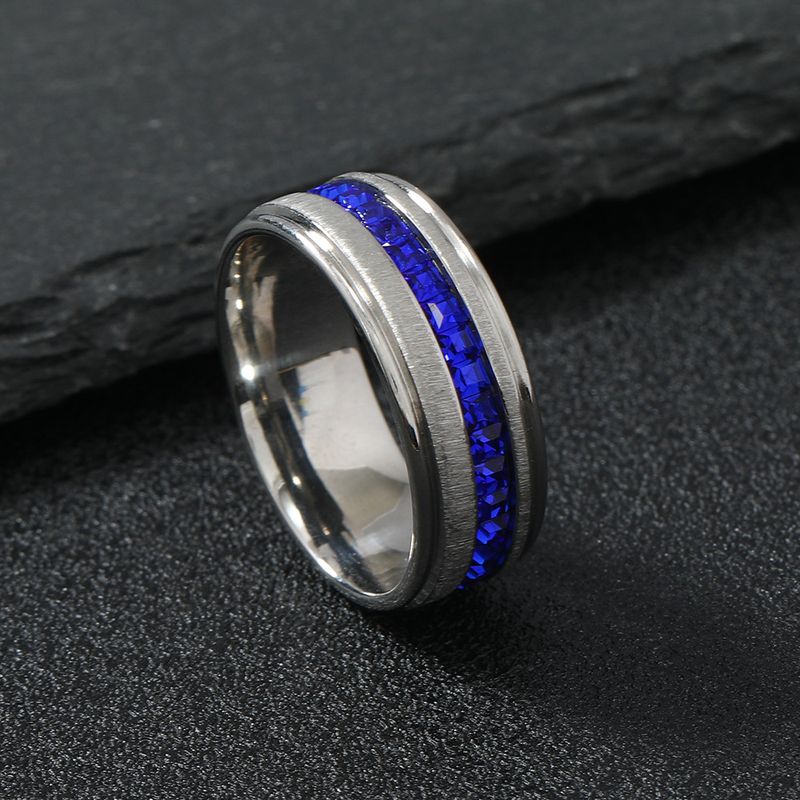 2023 New Stainless Steel Fashionable Simple Single Row Set Square Diamond Ring Personalized Small and Unique Jewelry_voghion.com