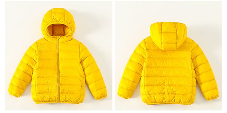 Chaqueta de plumón ultraligera para niños y niñas: abrigo de invierno cálido con 95 % de plumón de pato blanco, capucha y nailon suave. Tallas: 100-170 cm._voghion.com