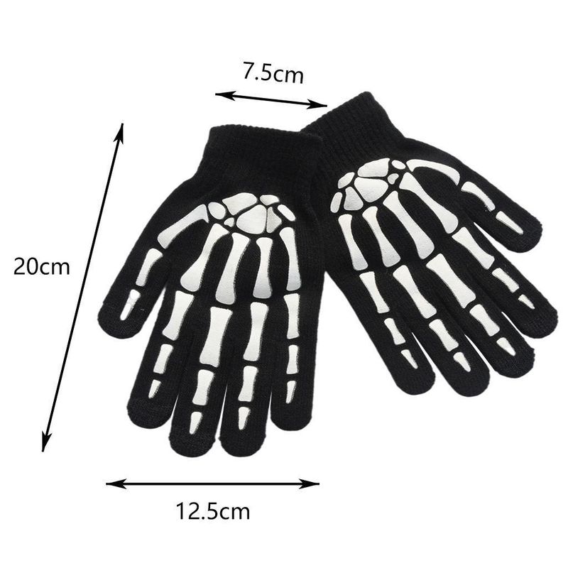 Winter Halloween Skull Claw Pattern Luminous Knitted Touch Screen Gloves Night Glow Performance Props Gloves_voghion.com