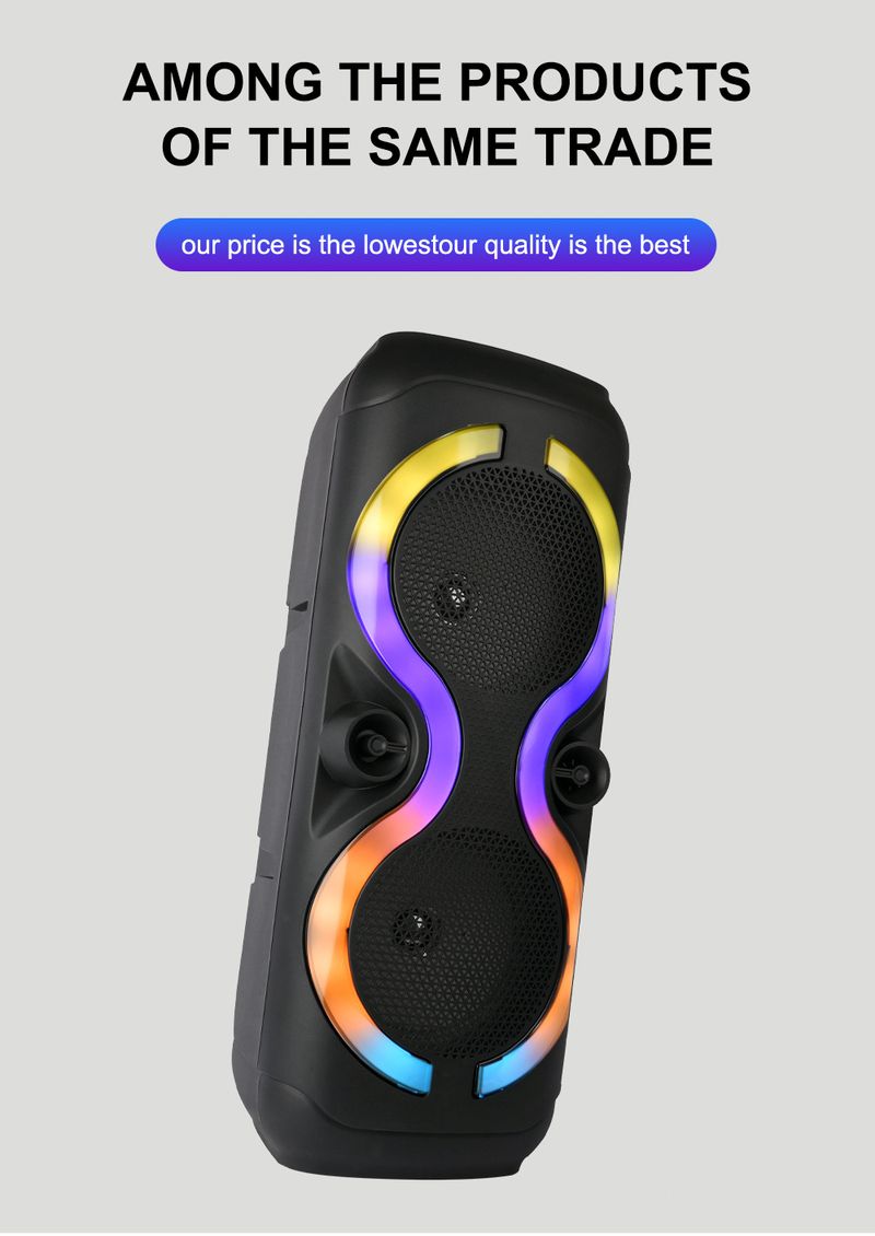 ZQS8230 Haut-parleur double 8 pouces 30 W Bluetooth d'extérieur avec microphone LED colorée_voghion.com