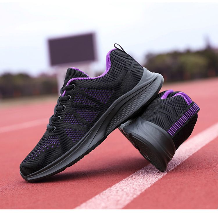 Comfortable all black 2024 spring/summer mesh breathable sports women's soft sole running casual work shoes_voghion.com