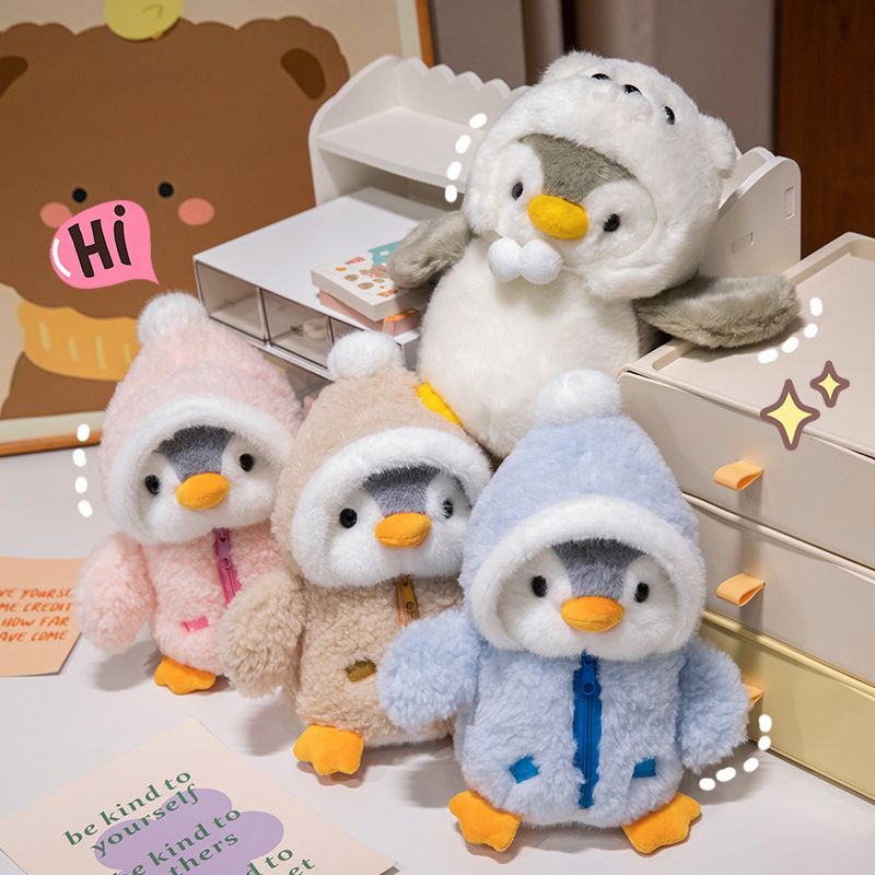 Cute cross dressing penguin plush toy, children's companion doll, sleeping pillow, birthday gift, claw machine doll_voghion.com