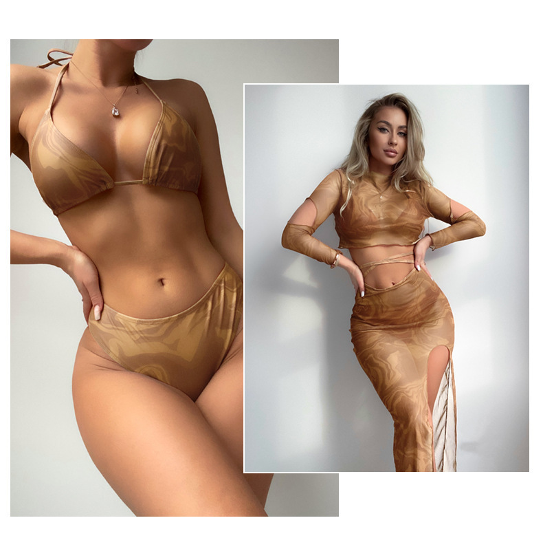 Vêtements pour femmes Huludao Maillots de bain Maillots de bain Bikini fendu Bikini Nouveau style jupe à manches longues Chemise extérieure Maillots de bain exclusifs transfrontaliers_voghion.com