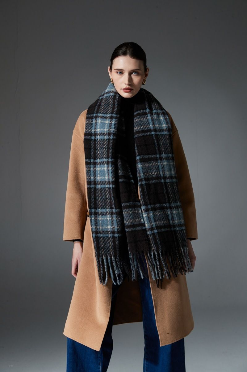 Sciarpa calda unisex a quadri blu_voghion.com