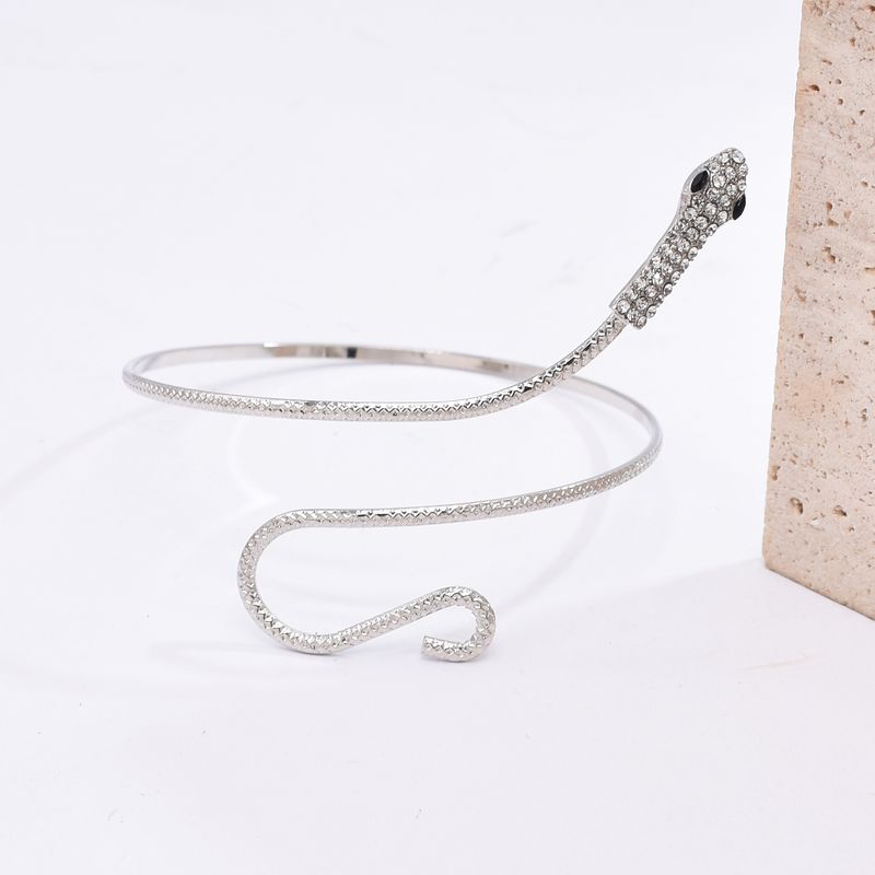 Hot Selling Rhinestone Bracelet Personality Exaggerated Wrap Snake Arm Ring Irregular Adjustable Metal Jewelry For Women_voghion.com