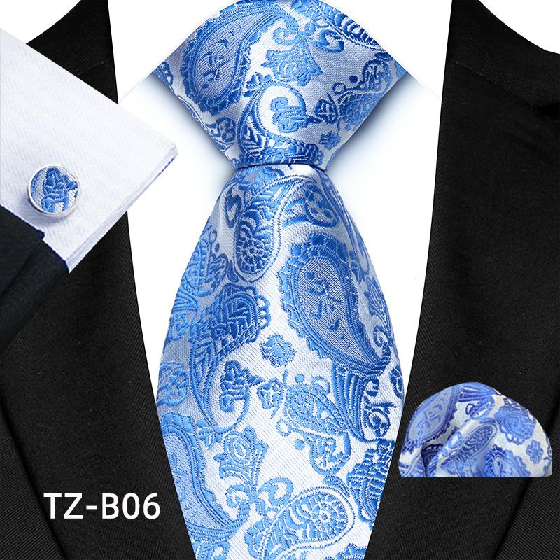 Set de costum de nuntă bărbătesc cu model paisley, cravată și batistă de buzunar, cu manșete_voghion.com