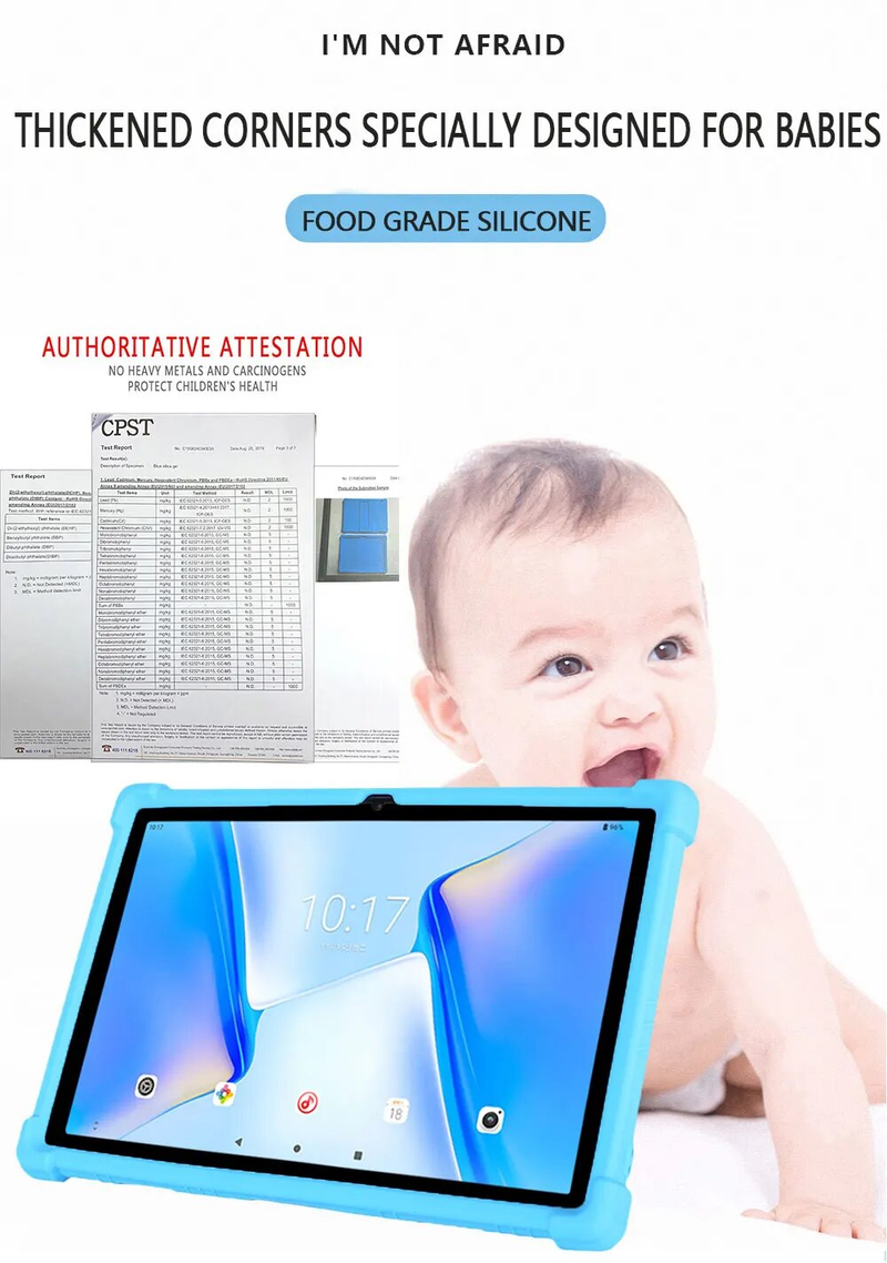 For Teclast M40 Plus Safe Shockproof Silicone Cover TLC005 Tablet 10.1 inch Protective Soft Adjustable Stand Shell_voghion.com