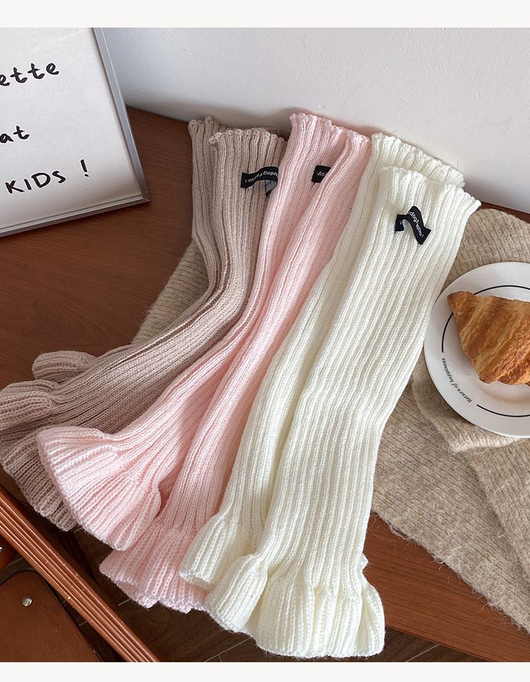 Scaldamuscoli Bootshang Calzini in cotone stile balletto per donna Calzini in pile autunnali e invernali Etichetta in tessuto lavorato a maglia Colore unito Miu Hot Girl lavorato a maglia_voghion.com