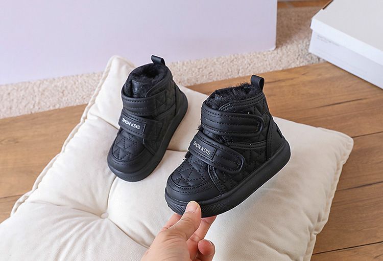2023 New Winter Baby Leather Double Hook&Loop Toddler Kid Shoe Warm Pluh Non-lip Fahion Little Boy Girl Snow_voghion.com