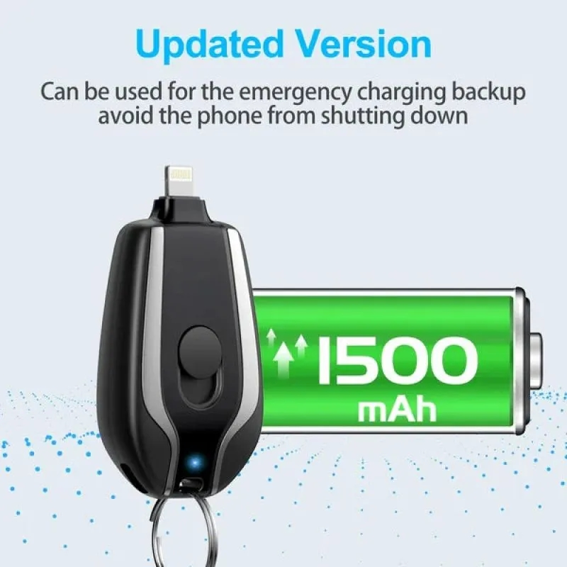 1/2/3 STK Bærbar Mini Nøglering Oplader 1500mAh Eksternt batteri Trådløs opladning til iPhone Xiaomi Samsung Backup Power Bank_voghion.com
