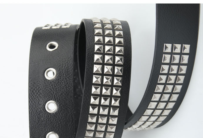 Men's Belts versatile cross-border retro square bead pyramid women's belt European and American punk jeans decorative belt for men_voghion.com