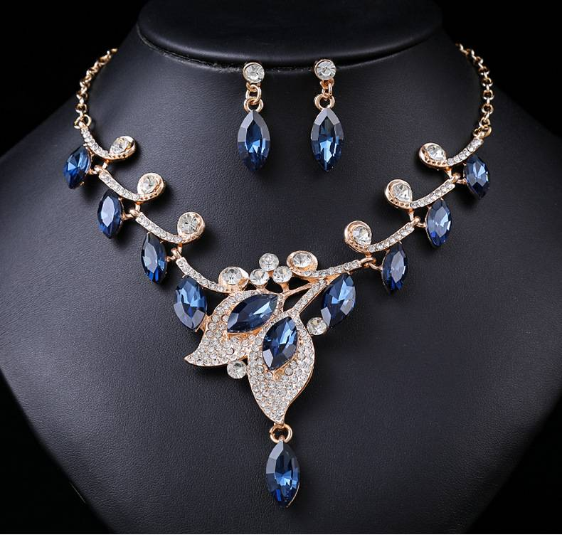 Set di gioielli da sposa in zirconia cubica AAAAA per donne, festa, ballo di fine anno, foglia, cristallo, goccia, collana, orecchini pendenti_voghion.com