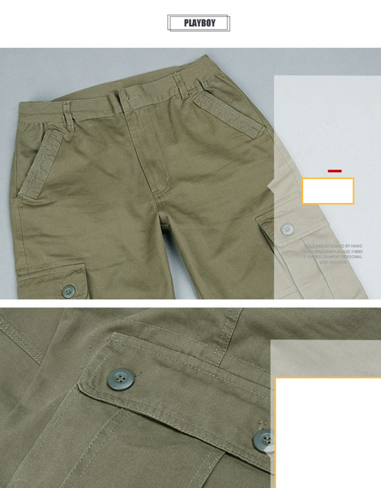 Salopetă de exterior pentru bărbați, cu buzunare, din bumbac pur, dreaptă, lejeră, casual, pantaloni cu mai multe buzunare, primăvară și toamnă, pantaloni de mărime mare_voghion.com