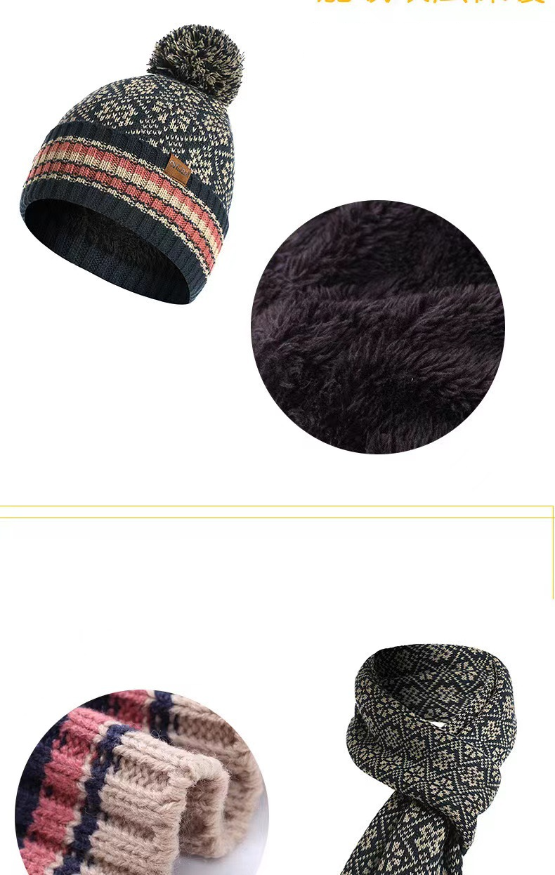 fornitura speciale di nuovo vestito caldo invernale per il commercio estero, cappello e sciarpa in lana lavorata a maglia acrilica, set da tre pezzi_voghion.com