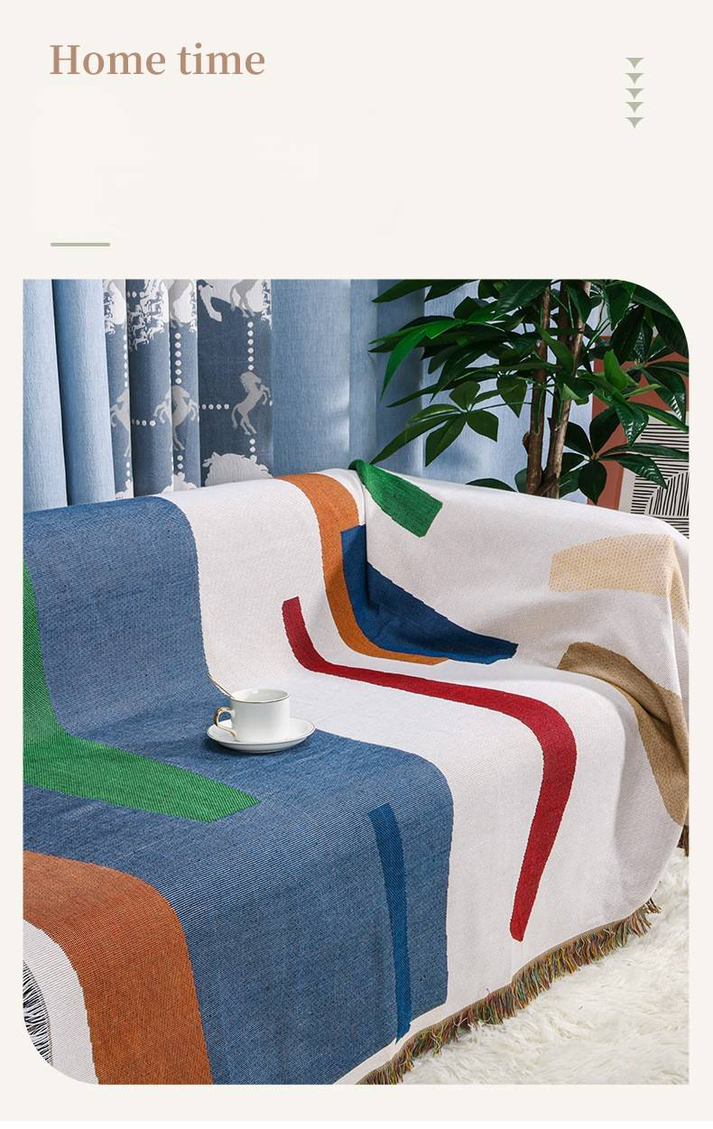 Camping Blanket Moisture Proof Picnic Mat Jacquard Tapestry Ins Style Sofa Towel Line Blanket Multifunctional Sofa Blanket_voghion.com