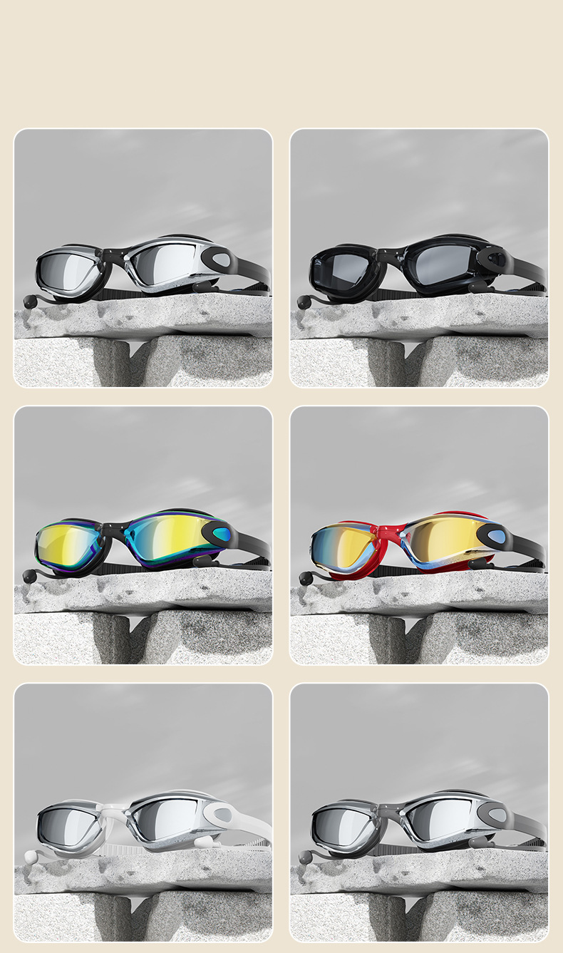 Occhiali da nuoto Occhiali da nuoto HD Impermeabili e antiappannamento Occhiali da nuoto trasparenti galvanici Set in silicone Occhiali da sub Protezione per gli occhi_voghion.com