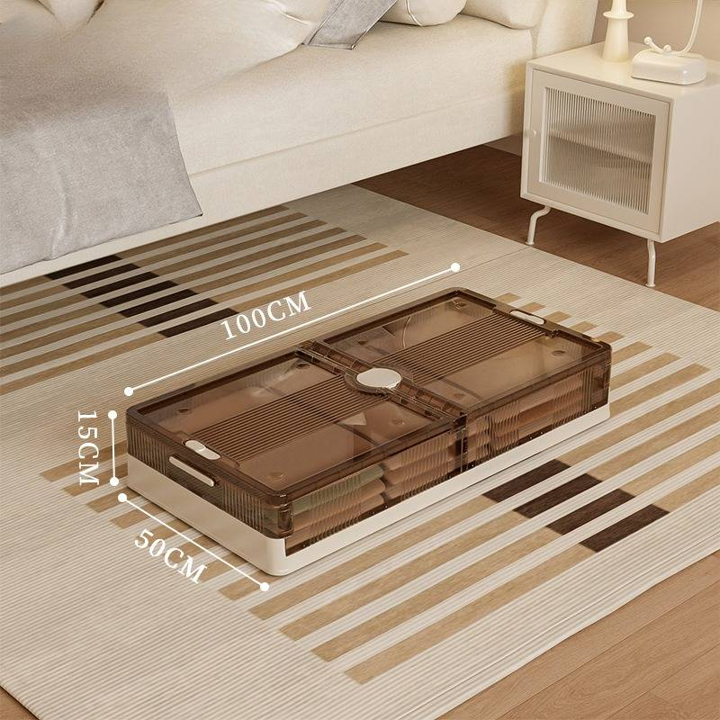 Extra große Unterbett-Aufbewahrungsbox mit Rädern, durchsichtiger, faltbarer Organizer aus Kunststoff für Kleidung, Spielzeug, Decken, staubdichter Rollbehälter_voghion.com