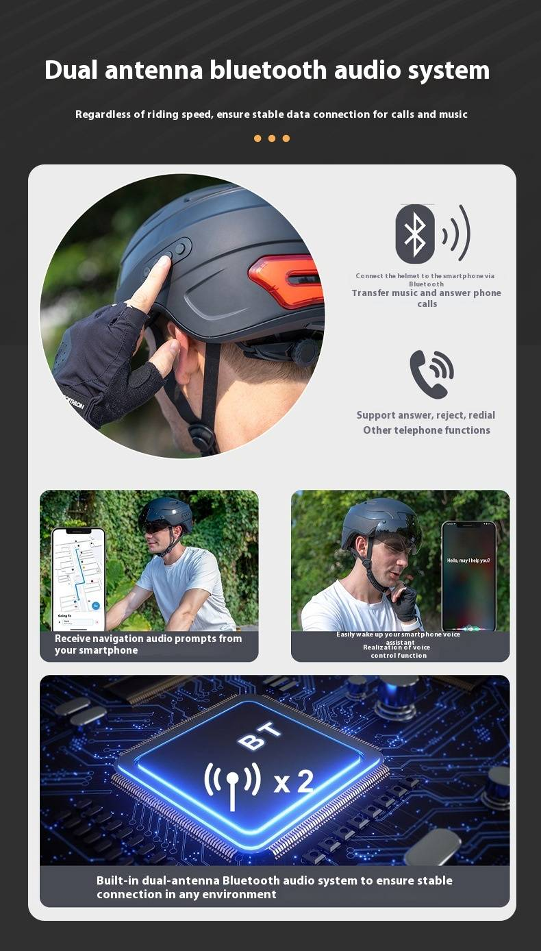 Pametna kolesarska čelada Bluetooth s kamero - lahka enodelna kolesarska čelada za odrasle, vgrajena HD kamera in prostoročno klicanje_voghion.com