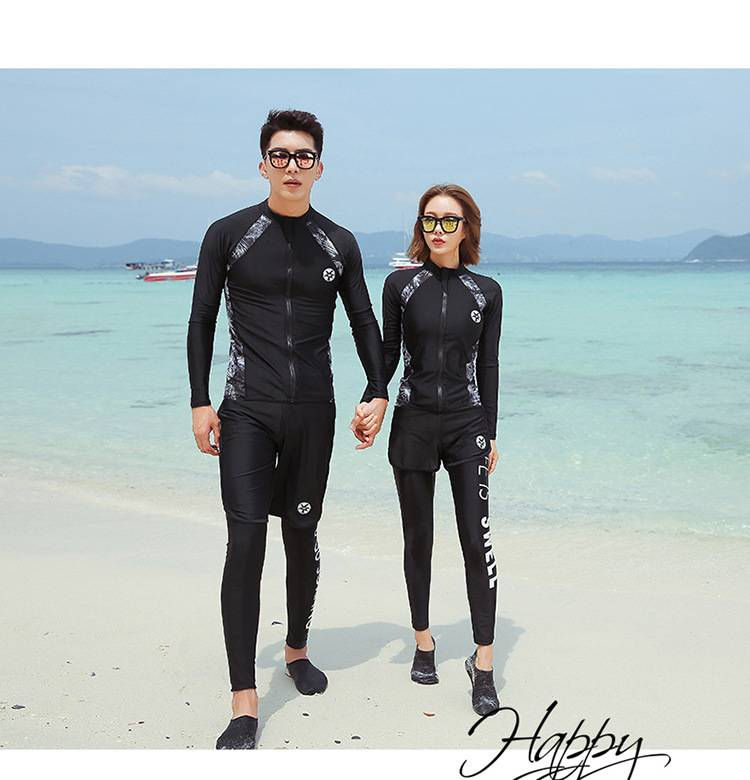 Traje de buceo con protección solar para parejas, traje de esnórquel para mujer, traje de baño de dos piezas para padres e hijos, adelgazante de manga larga._voghion.com