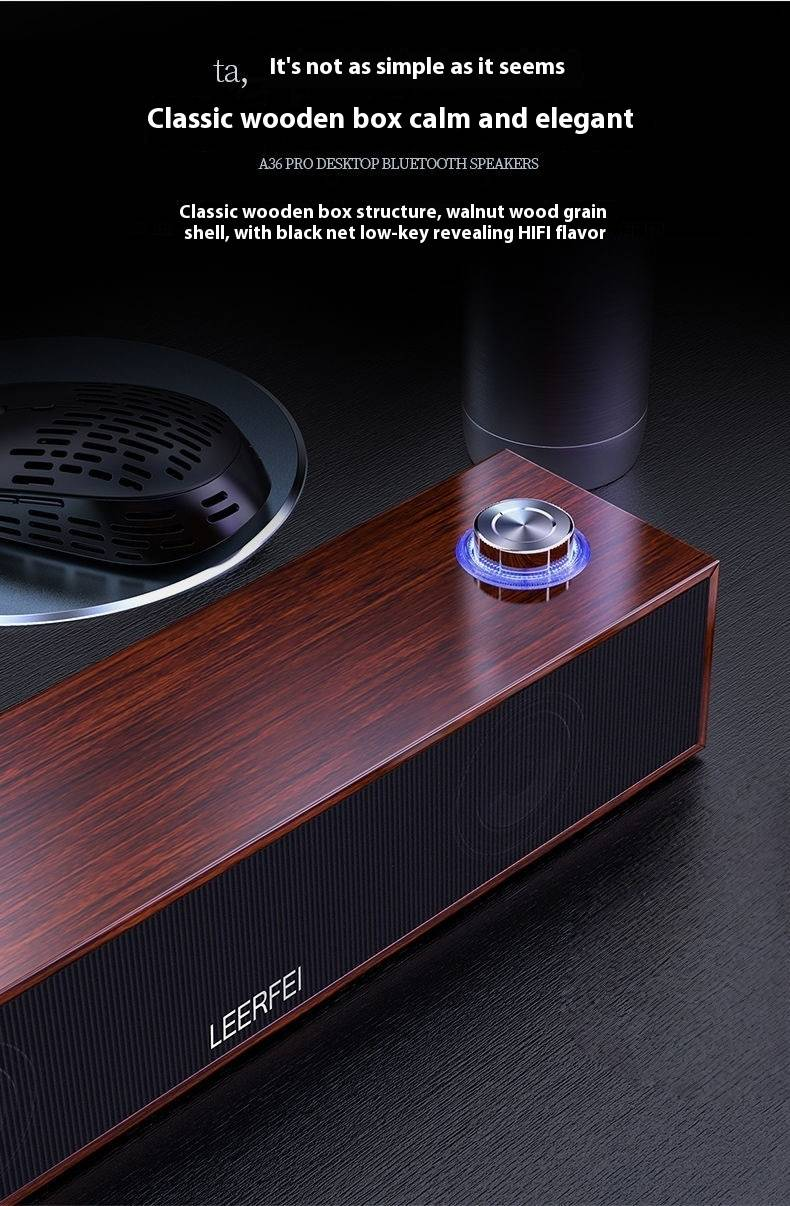 Houten Soundbar 3513 - Bluetooth/bedrade multimedialuidspreker met diepe bas voor pc en desktop_voghion.com