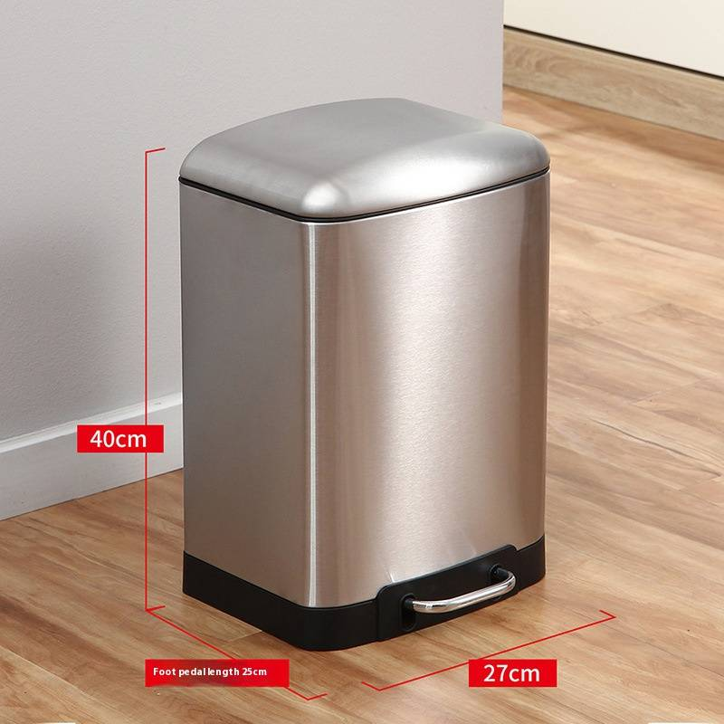Stainless Steel Silent Step Trash Can – Large Capacity Office Home Kitchen Commercial Use – Dual Compartment Hands-Free Foot Pedal Bin_voghion.com