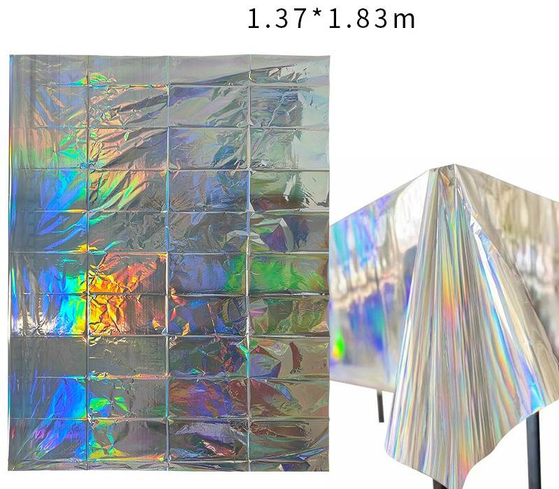 Tovaglia laser arcobaleno e set di decorazioni per feste in discoteca - Sfondo metallizzato scintillante per Natale, compleanni, eventi al bar_voghion.com