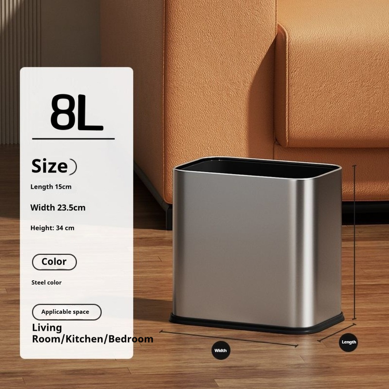 Cestino quadrato in acciaio inossidabile – Capacità 12+ litri per casa e ufficio (resistente agli odori, struttura robusta)_voghion.com