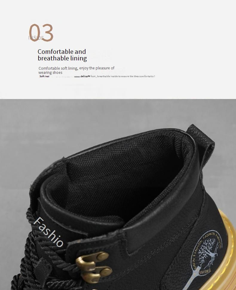 Stivali da lavoro antiscivolo da uomo - Stivali alti da esterno Martin con soletta in EVA ammortizzata, tomaia in PU resistente e suola in gomma antiscivolo per l'escursionismo_voghion.com