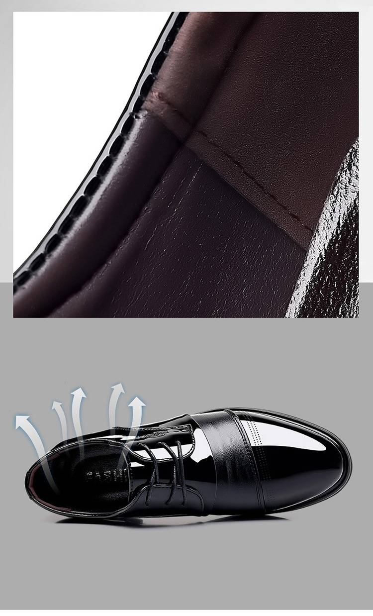 Scarpe eleganti da uomo - Oxford da lavoro con pelle PU traspirante e rialzo nascosto per matrimoni e ufficio, scarpe da sposo britanniche da uomo_voghion.com
