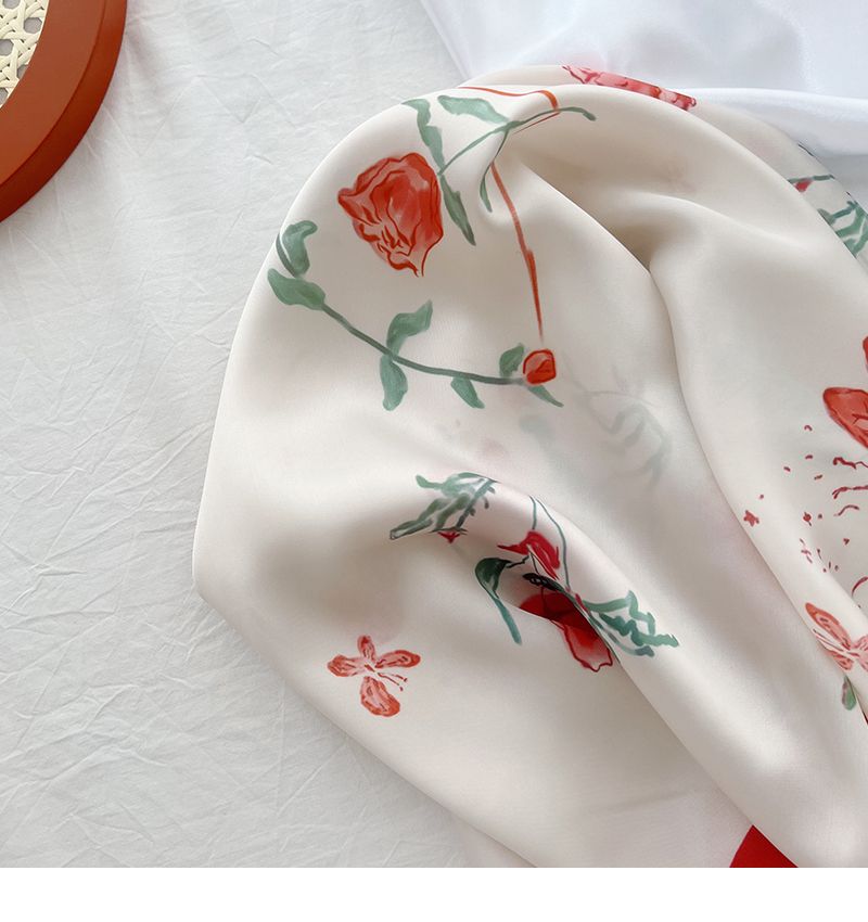 Red French style with gentle temperament women, flower shaped small square for travel, versatile headband, Korean_voghion.com
