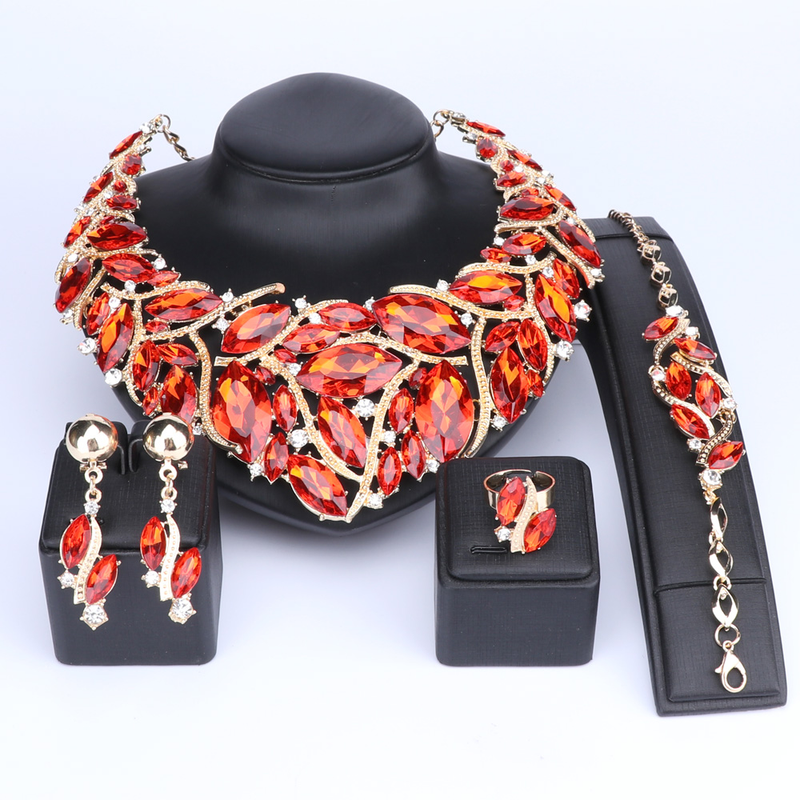 Set di collane in cristallo bohémien alla moda, gioielli da sposa, accessori da sposa, feste, accessori da sposa, accessori per matrimoni_voghion.com