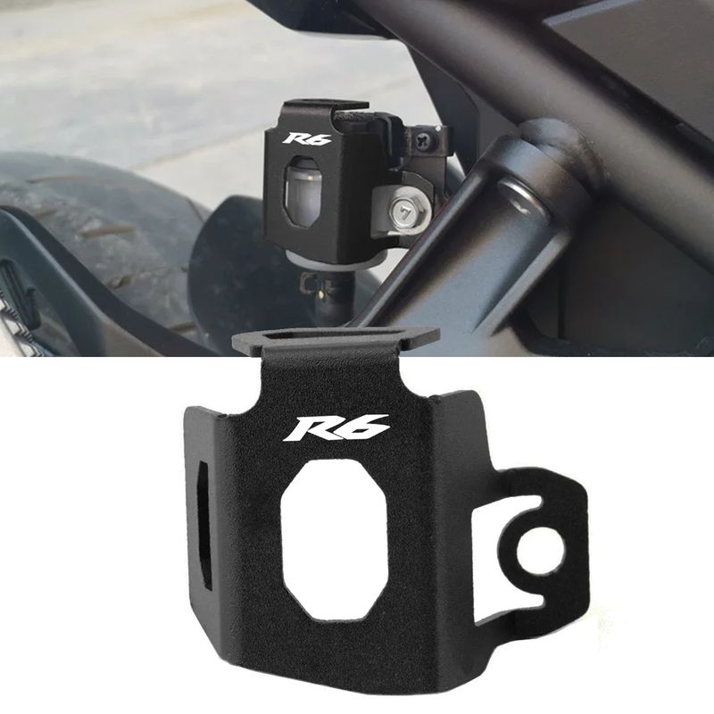 PARA YZF R6 YZFR6 YZF-R6 Accesorios de motocicleta Cubierta protectora de depósito de líquido de freno trasero de aluminio CNC_voghion.com