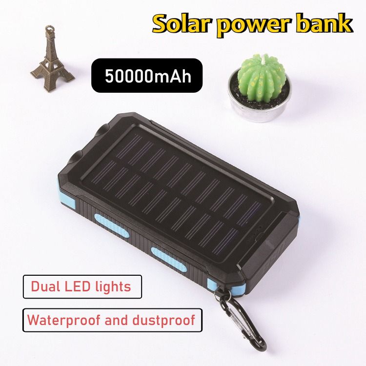 Batterie externe solaire portable 50 000 mAh avec LED ultra-lumineuses pour iPhone, Samsung, Xiaomi, Huawei_voghion.com