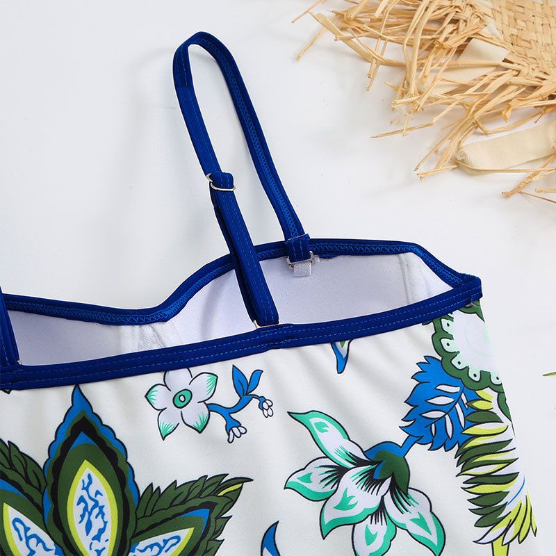 Maillot de bain une pièce pour femme Maillot de bain moulant et rétro imprimé en mousseline de soie avec support en acier et sac rigide_voghion.com