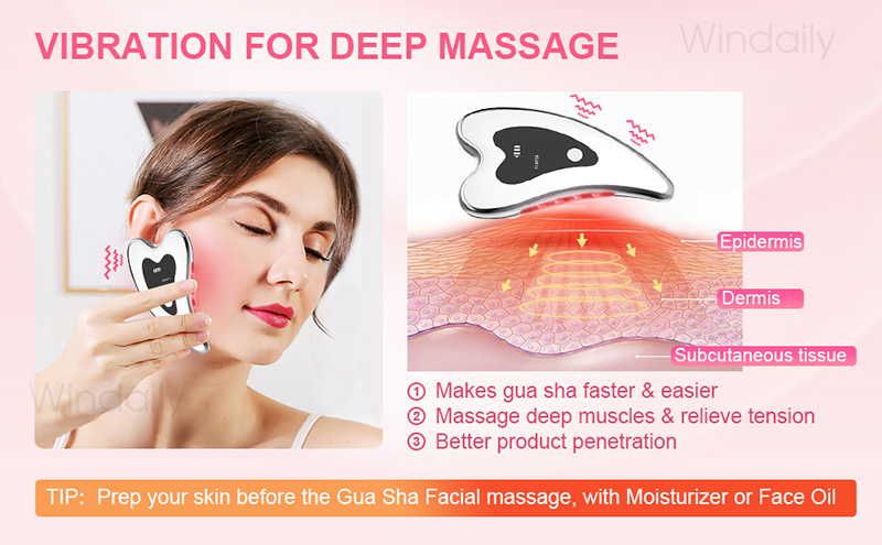 Estimulador Facial eléctrico Gua Sha 4 en 1, herramientas de raspado Facial con vibraciones calentadas, antiarrugas, doble mentón, moda facial_voghion.com