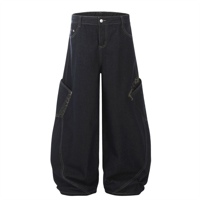Pantaloni cargo da uomo lunghi e larghi, con tasche irregolari e stampa leopardata, modello Scimitar Jeans Niche_voghion.com