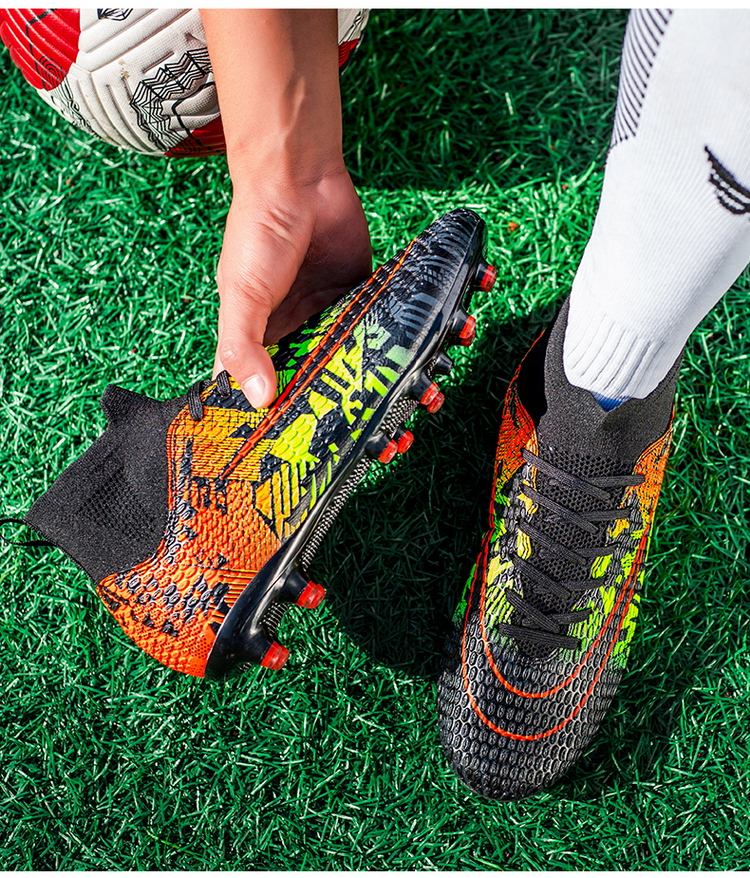 Cleats Men Soccer Shoes Football Boots Grass Training Match Sneakers Ultralight Non-Slip Long Spikes Unisex_voghion.com